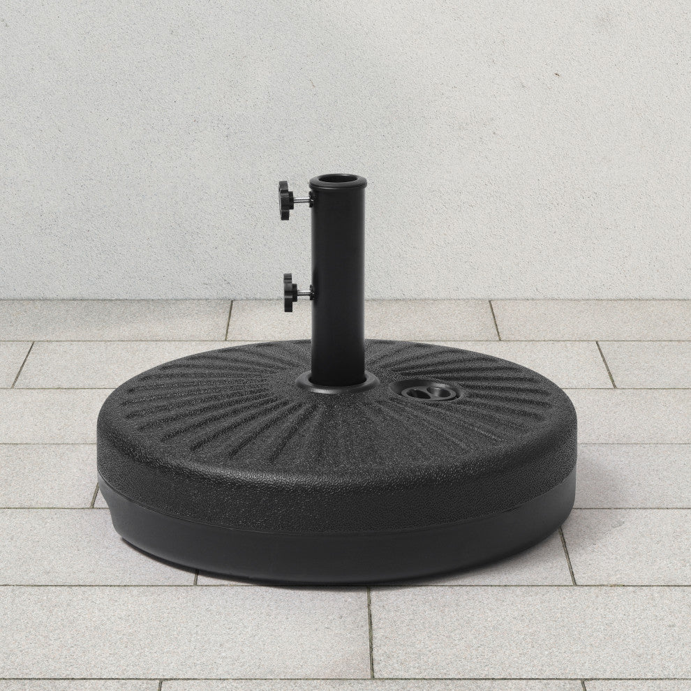WestinTrends Fillable Round Plastic Market Umbrella Pole Holder Stand Base, Black