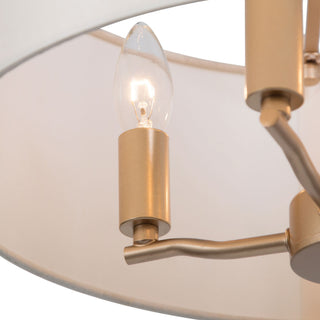 Modern Gold Frame Chandelier, Cream Drum Chandelier 4 Light