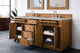 Bristol 72" Double Vanity Bright White, Saddle Brown, Victorian Silver, Three-Hole