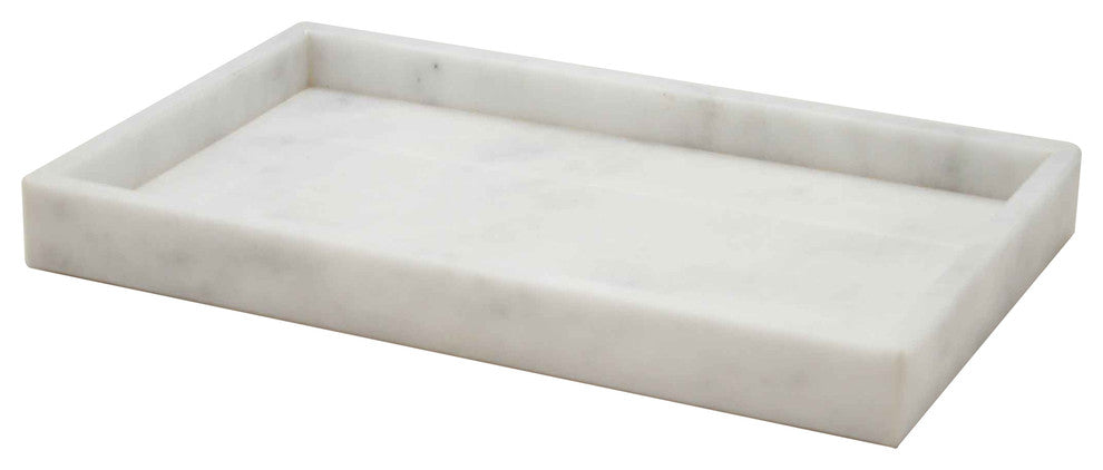 Myrtus Collection Black and Gold Marble Small Amenity Tray, Cloudy White
