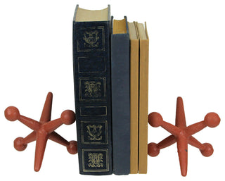 Orange Enamel Painted Cast Iron Giant Jack Bookends Decorative Sculpture Decor