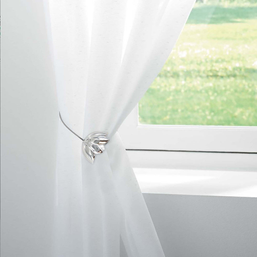 Magnetic Tulip Curtain Tieback "“ Elegant Resin Design with Strong Magnet, Chrome, Pack of 1