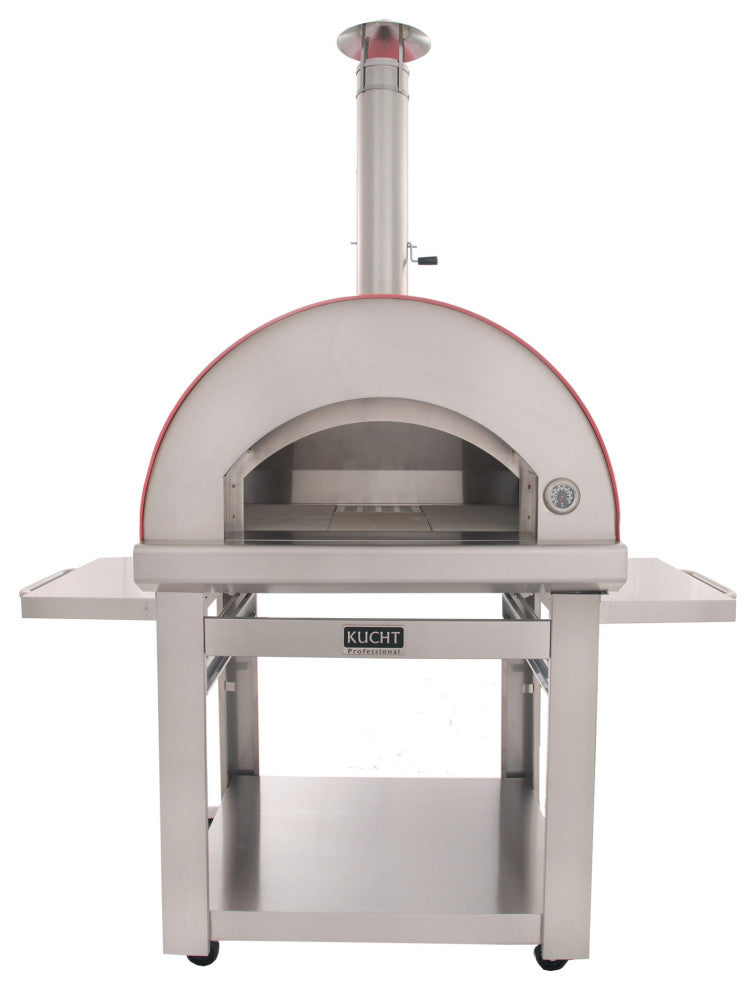 Outdoor Wood Fired Gas Pizza Oven, Red