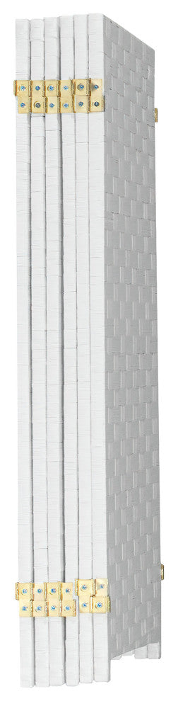3 ft. Short Woven Fiber Room Divider 6 Panel White