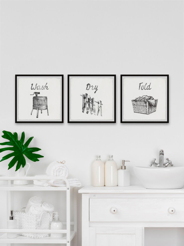 Wash, Dry and Fold Triptych, 3-Piece Set, 24x24 Panels