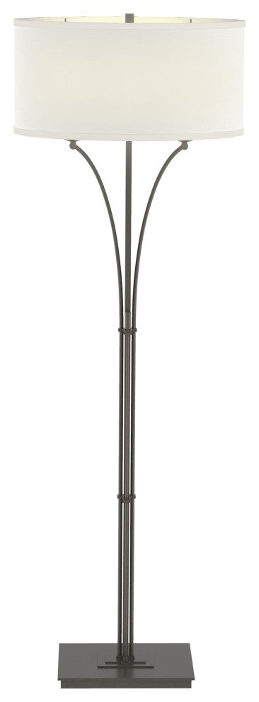 Contemporary Formae Floor Lamp, Dark Smoke, Natural Anna Shade