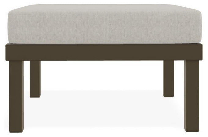 Larssen Cushion Deep Seating Outdoor Ottoman, Grasscloth Buff/Beachwood