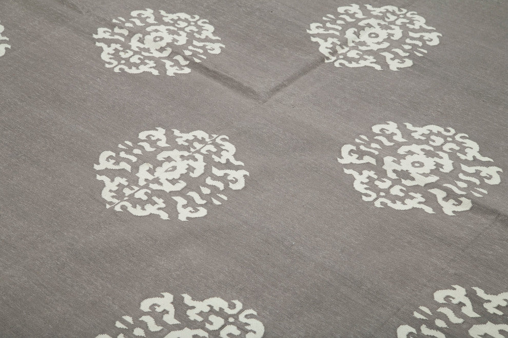 Rug N Carpet - Handmade Wool 8' 0'' x 9' 6'' Geometric Dhurrie Kilim Rug