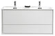 DeLusso 48" Double Sink Wall Mount Bathroom Vanity, Ocean Gray, High Gloss White