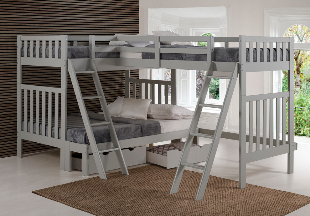 Aurora Twin Over Full Bunk Bed with Tri-Bunk Extension and Storage Drawers