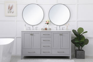 Grey 60" Double Sink Bathroom Vanity