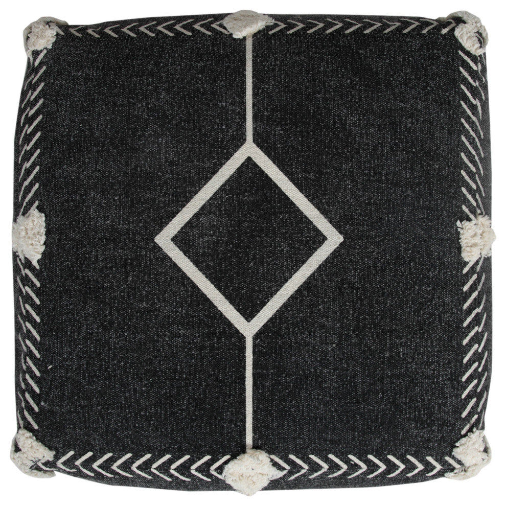 Textured Diamond Dash Pouf Ottoman