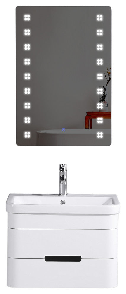24" Bathroom Vanity With Led Mirror, PVC