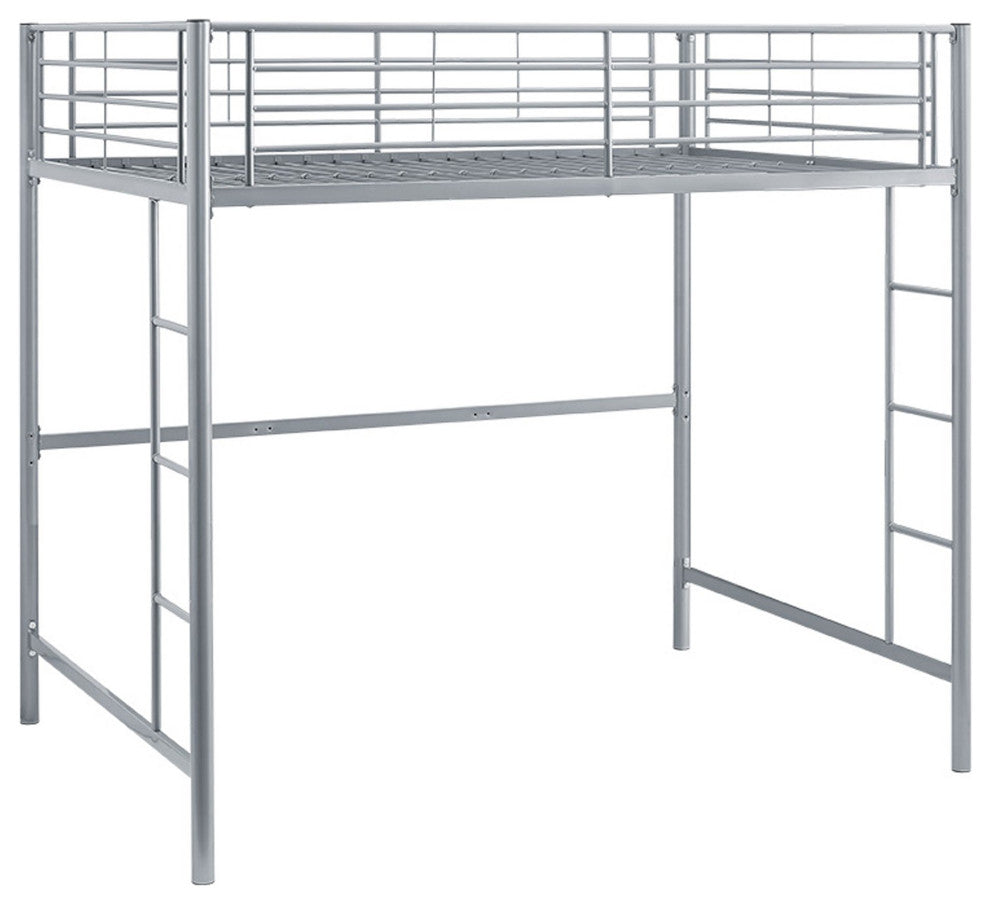 Premium Metal Full Size Loft Bed - Silver