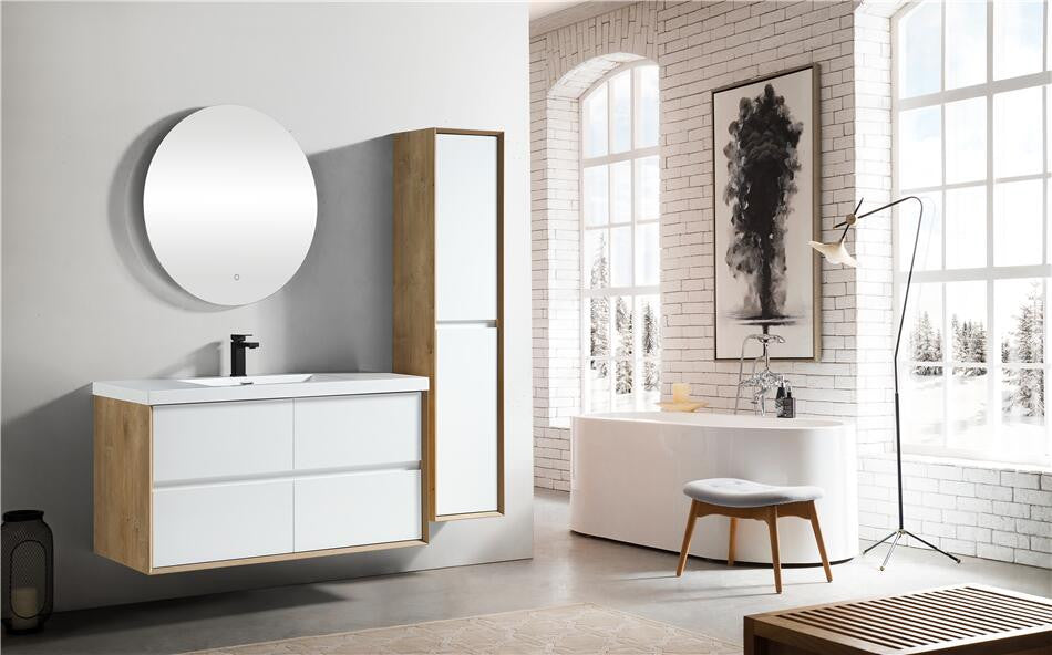 Ashley 48'' Floating Vanity, Acrylic Top, Single Sink, Gloss White