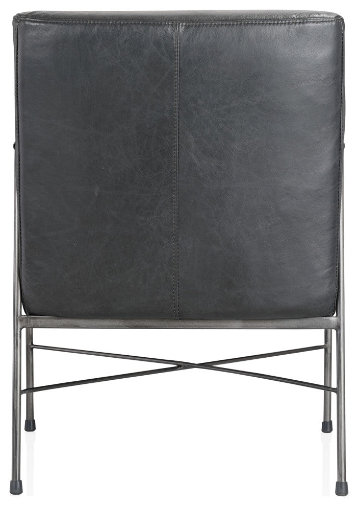 Dagwood Leather Arm Chair Onyx Black Leather