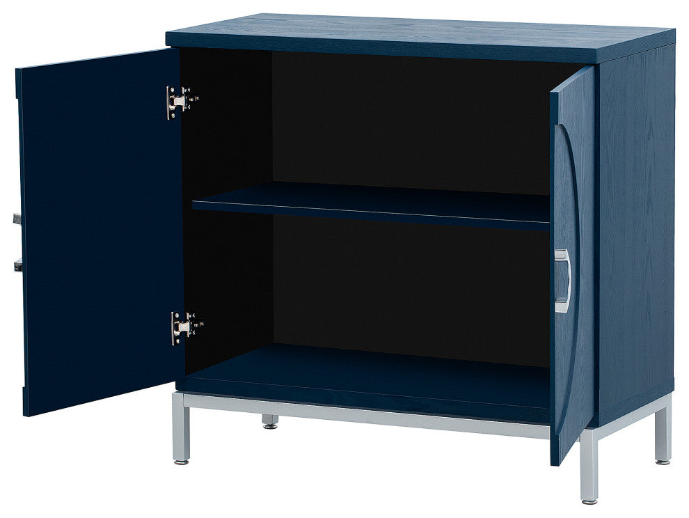 TATEUS 34" Accent Cabinet-Simple Storage Cabinet With Solid Wood Veneer, Navy