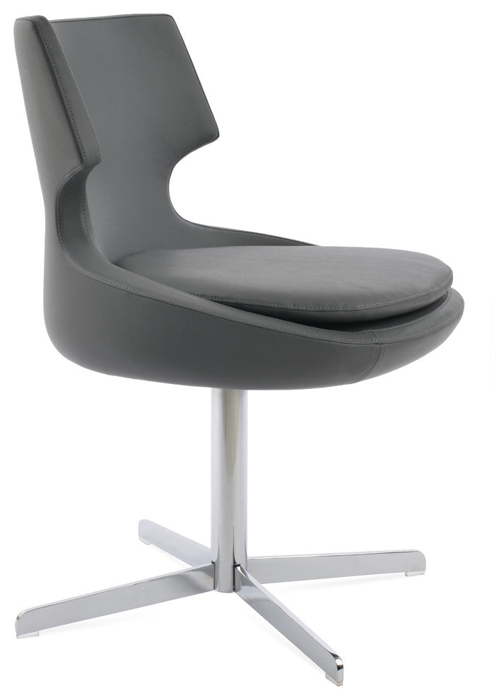 Patara 4 Star Chair, Chrome Base, Gray Leatherette