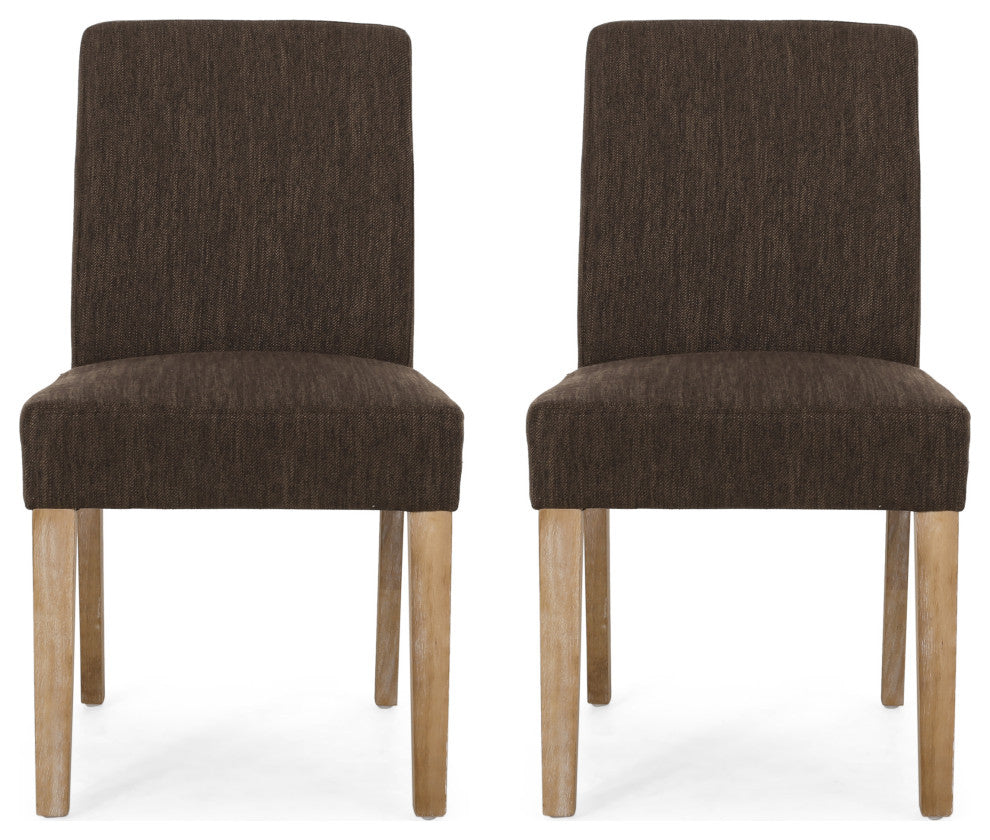 Kuna Contemporary Upholstered Dining Chair, Set of 2, Brown/Weathered Brown