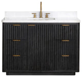 Vinnova Cadiz Bath Vanity, Composite Stone Top, Black, 48", No Mirror