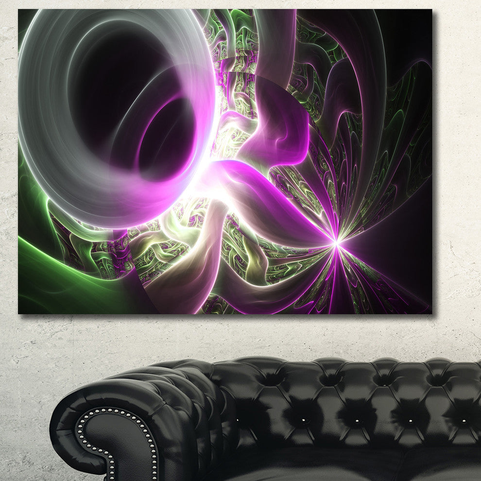 Light Purple Designs on Black, Abstract Wall Art Canvas, 40x30
