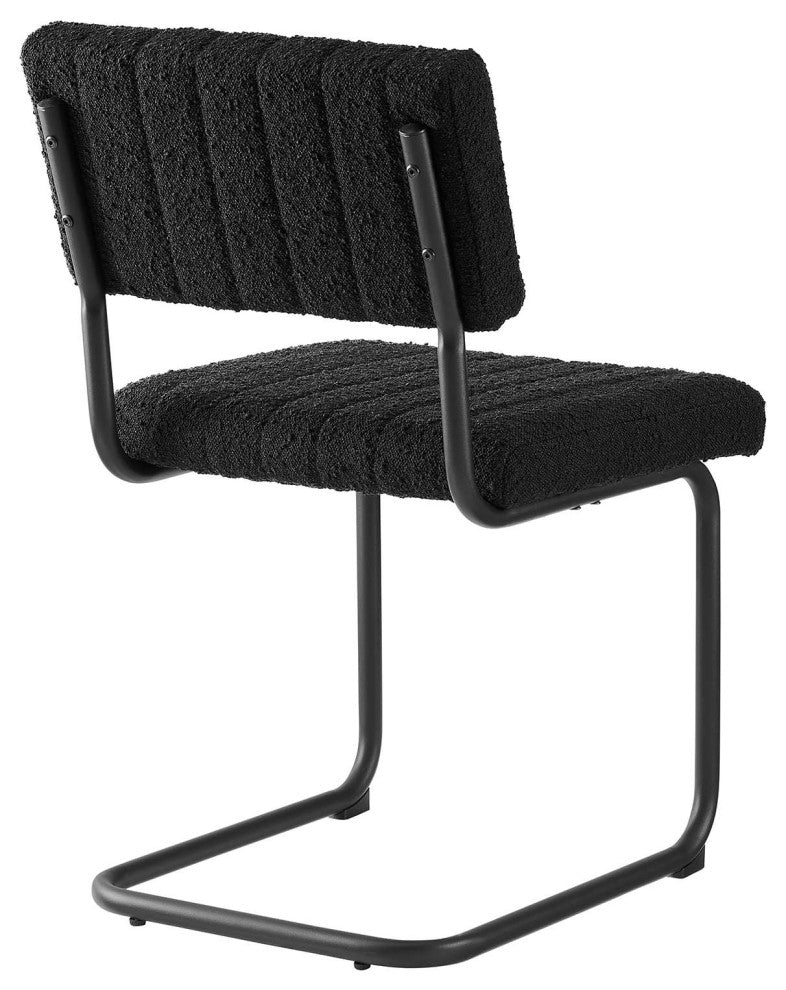 Parity Boucle Dining Side Chairs, Set of 2, Black Black