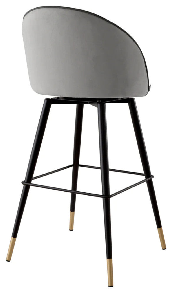 Piped Modern Bar Stools, Set of 2, Eichholtz Cooper, Gray