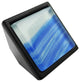 Hand Brushed Blue Tilted Stroke Crystal Glass Black Metal Square Frustum Knob