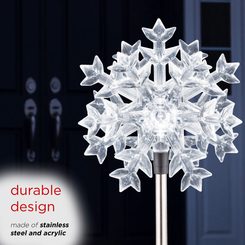 33"H Outdoor Solar 3D Snowflake Garden Lawn Stakes with LED Lights (Set of 2)