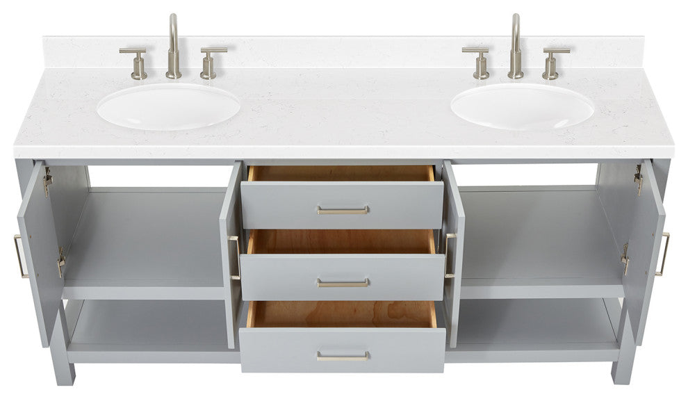 Ariel Magnolia 36"  Double Oval Sinks Vanity, Carrara Quartz
