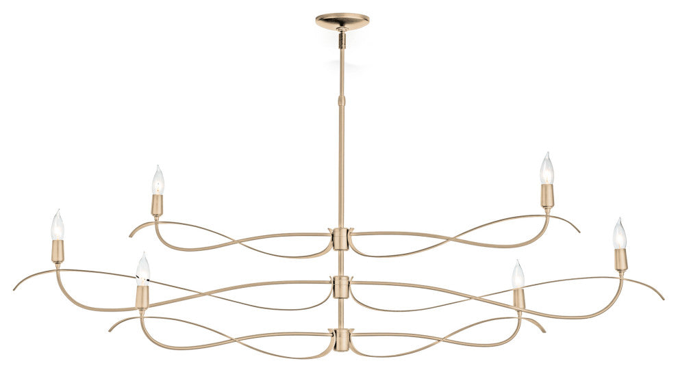 Willow 6-Light Large Chandelier, Soft Gold Finish, Standard Overall Height