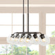 Julian 33.5" 8-Light Farmhouse Bohemian Iron/Glass Linear LED Pendant, Black