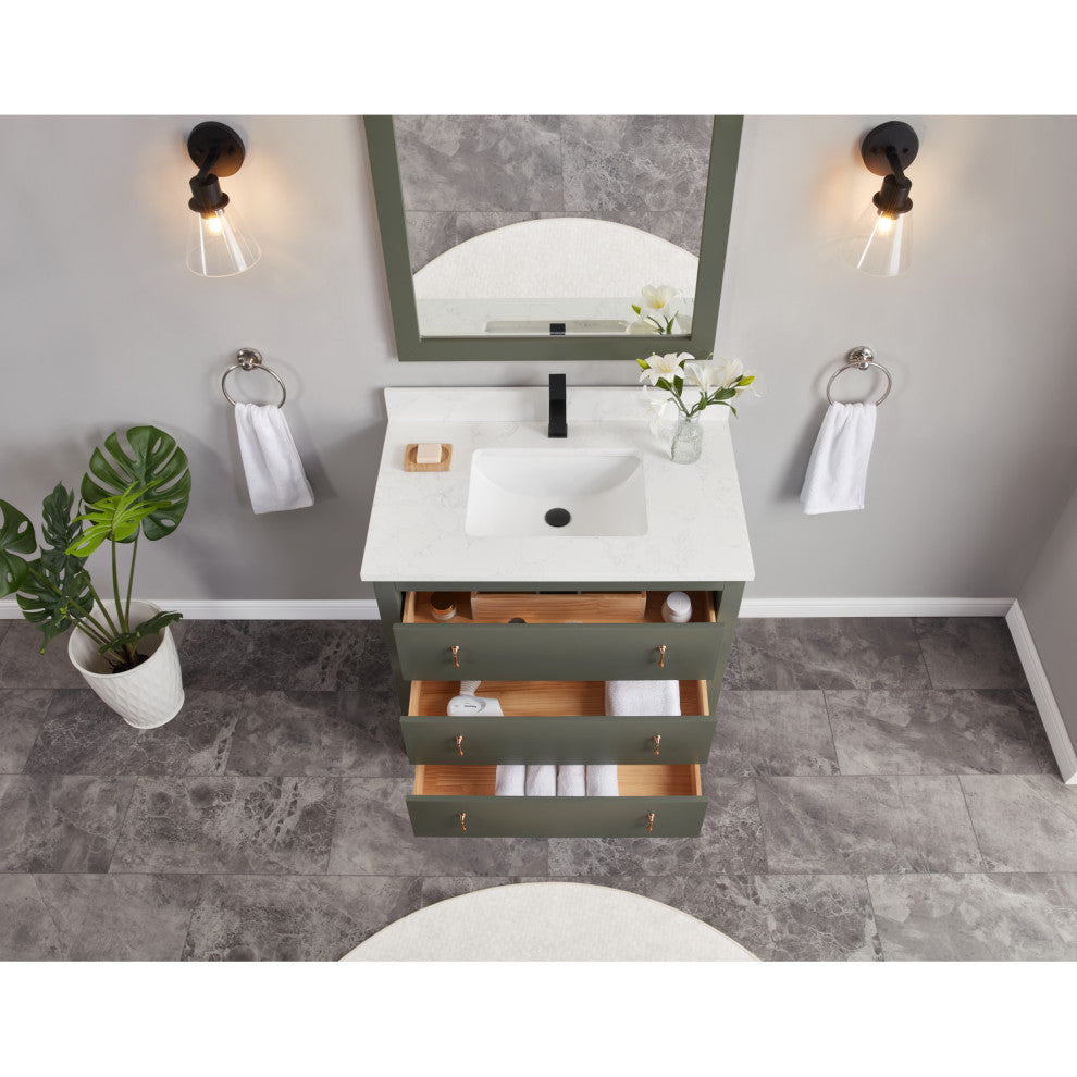 Legion Furniture WS2512 Series Bathroom Sink Vanity, Pewter Green, 36", Artificial Stone Top, Single Sink