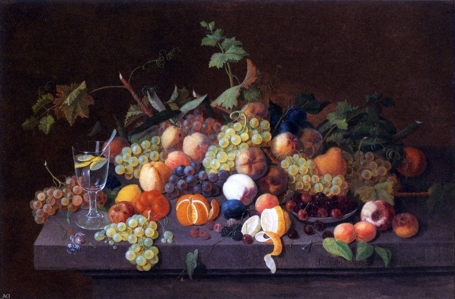 Severin Roesen Fruit Still Life With Glass Of Lemonade Wall Decal