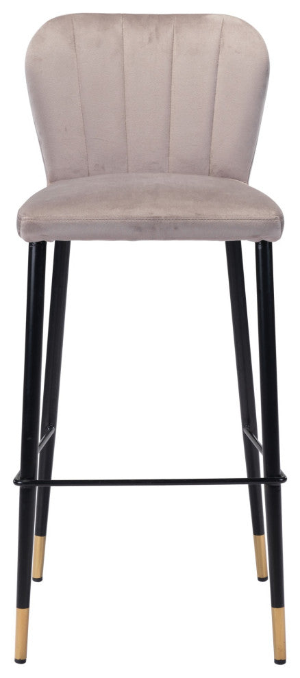 Bar Stool Chair, Set of 2, Faux Vinyl Leather, Steel, Gray, Black, Gold