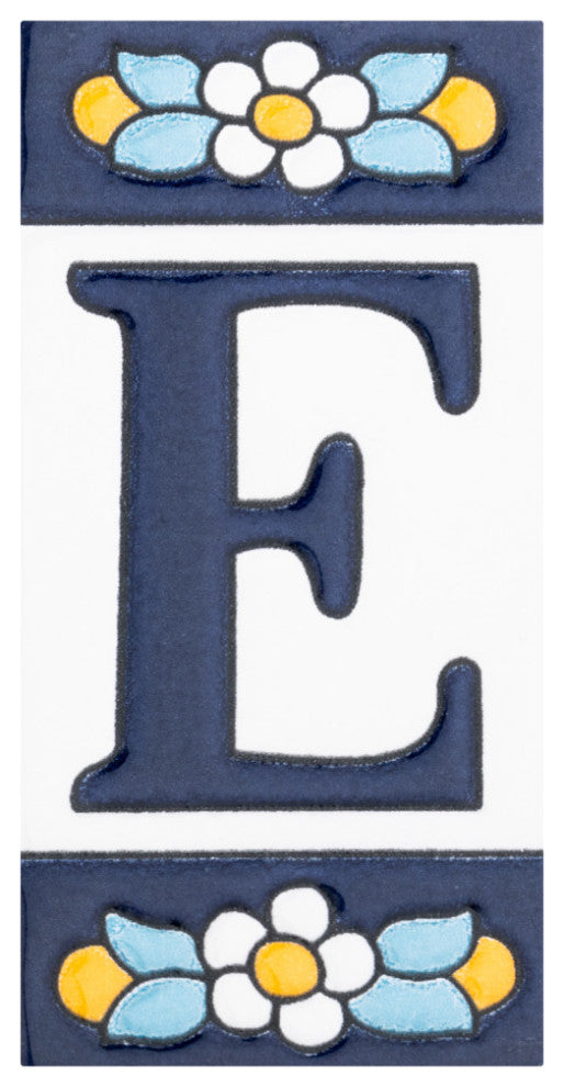 Sevillano Flora Letters 2-1/8 in. x 4-3/8 in. Ceramic Wall Tile, E