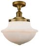 Large Oxford 1-Light Semi-Flush Mount, Brushed Brass, Matte White