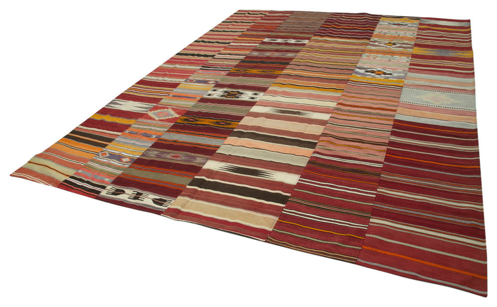 Rug N Carpet - Handmade Turkish 10' 0'' x 13' 3'' Vintage Patchwork Kilim Rug