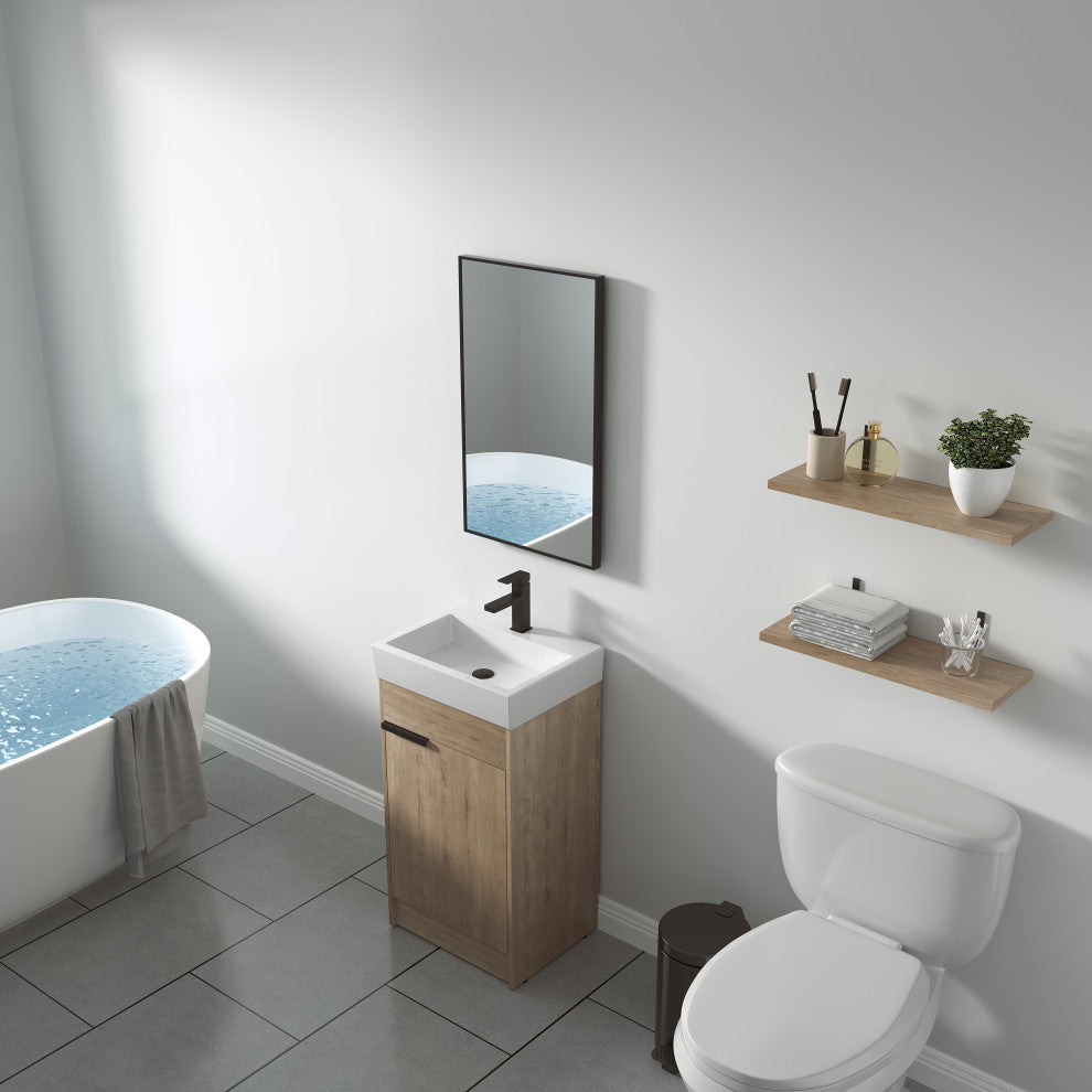 BNK Freestanding Bathroom Vanity 18 Inch with Adjustable Shelf,18x15