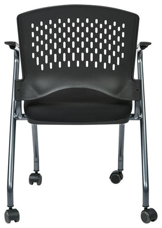 Set of 2 Deluxe Black Folding Chair with Ventilated Plastic Wrap Around Back
