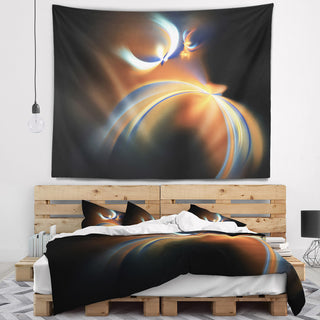 Brown Floating Fractal Designs Abstract Wall Tapestry, 92"x78"