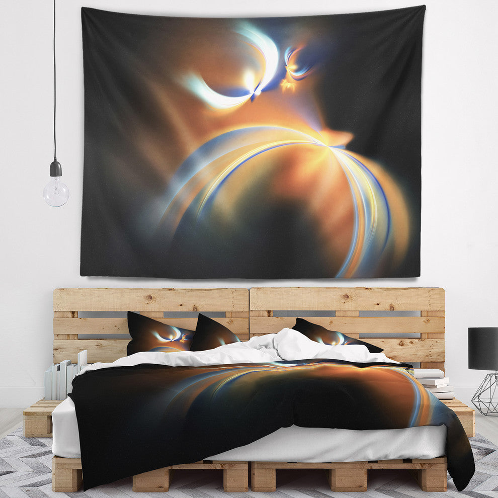 Brown Floating Fractal Designs Abstract Wall Tapestry, 92"x78"