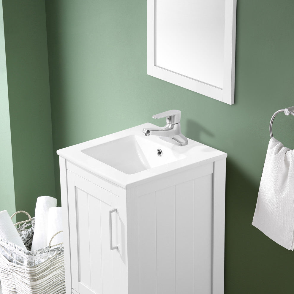 Ove Decors Kansas 18" Single Sink Vanity With Countertop, White, 18 in.