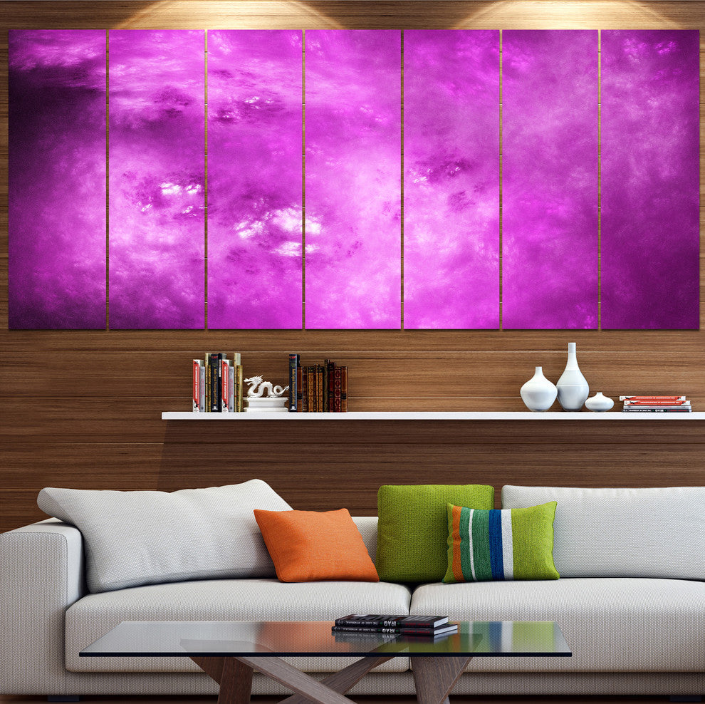 Bright Purple Sky with Stars, Abstract Canvas Art Print, 83"x32", 7 Panels