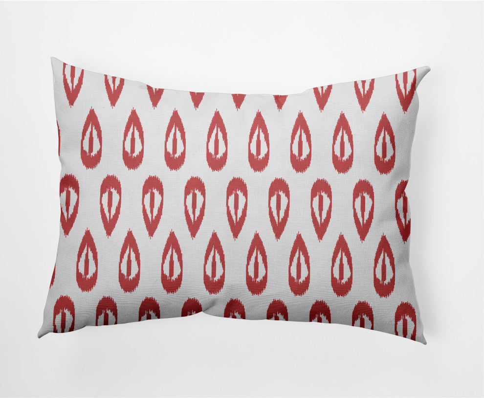 Ikat Tears Decorative Lumbar Pillow, Red-Orange, 14x20"