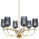Cavella 6-Light Chandelier, New Age Brass, 5" Smoke Textured Glass