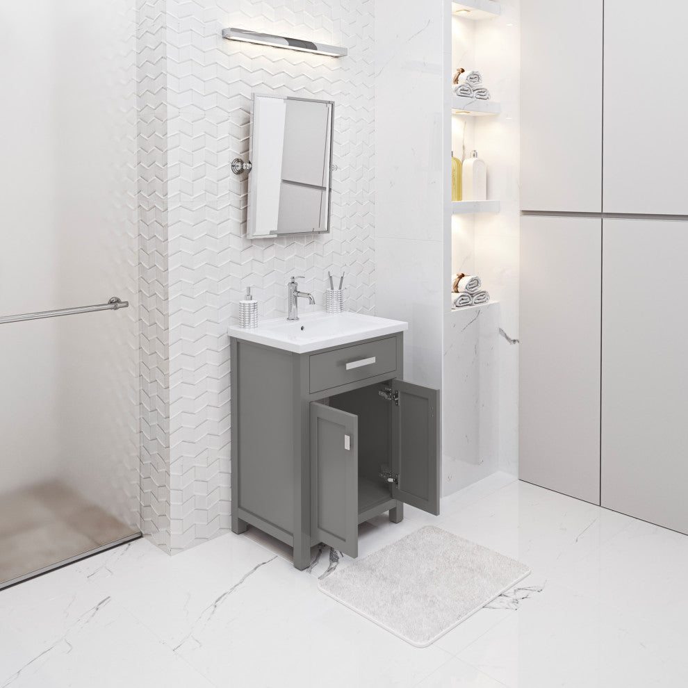 Myra 24 In. Integrated Ceramic Sink Top Vanity in Cashmere Grey with Faucet