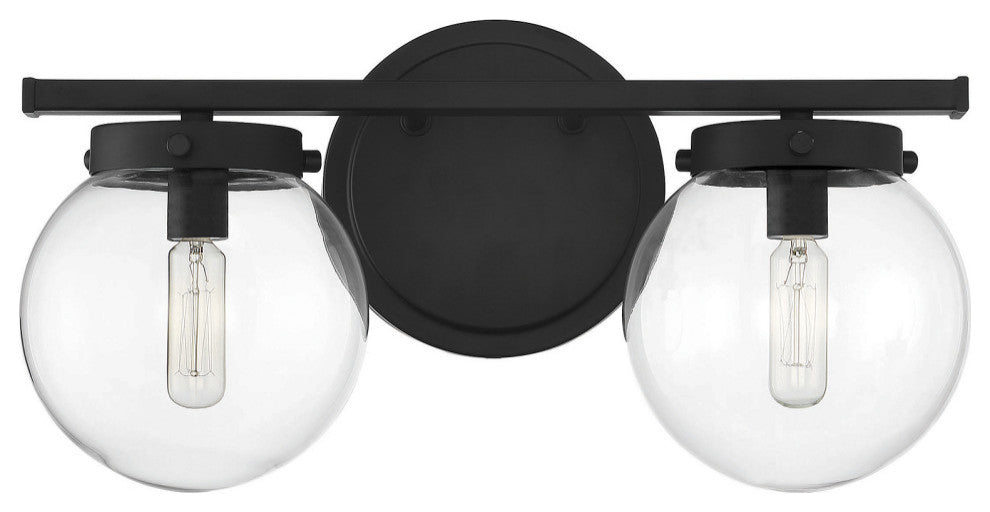 2-Light Bathroom Vanity Light, Matte Black