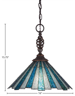 Elegante 1-Light Pendant, Dark Granite/Sea Ice Art