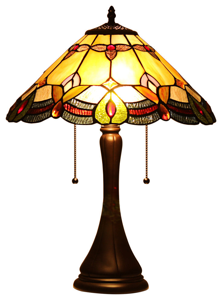 CHLOE Lighting HOWARD Tiffany-style 2-Light Table Lamp, 16" Shade